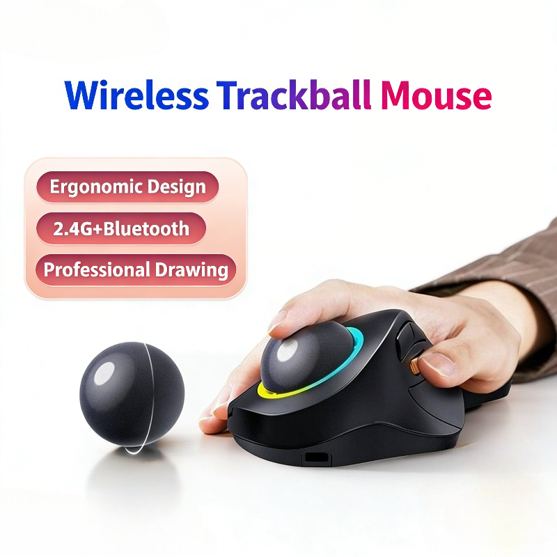 Gaming Accessories Ipad - Souris Trackball sans fil RGB ergonomique,