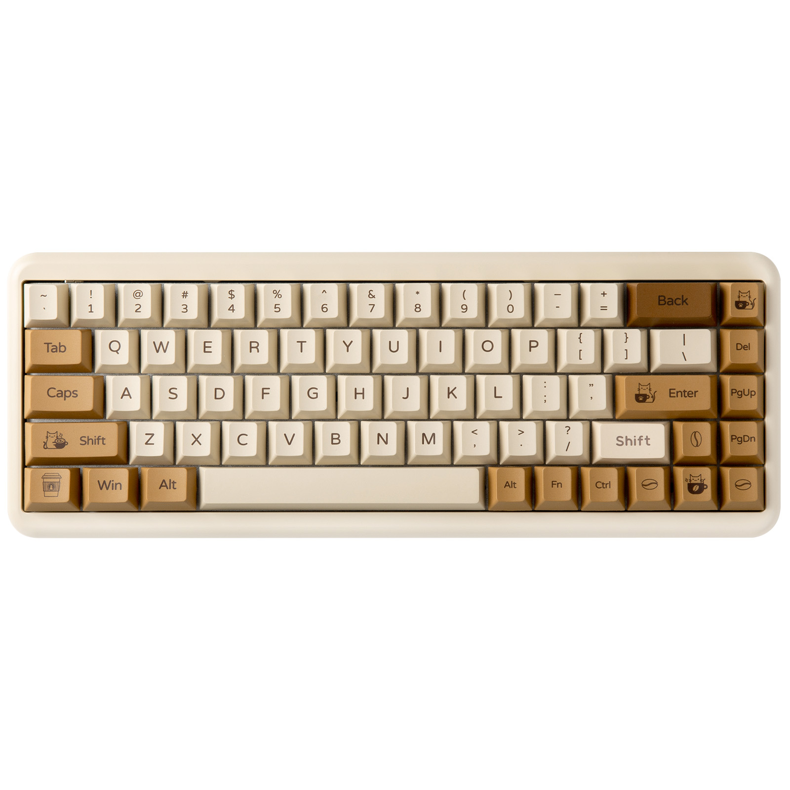 Gaming Set Accessories - YUNZII Coffee Cat PBT Keycaps, ensemble